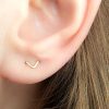 Two hole chevron stud earring for a double lobe piercing in 14k gold filled