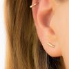 Wrapped double piercing staple earring in 14k gold filled