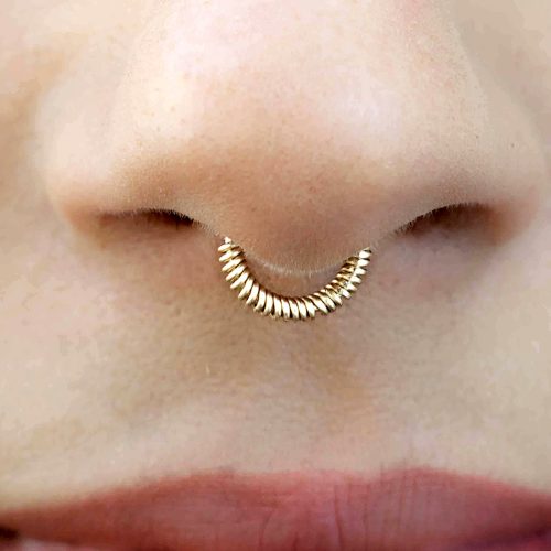 Wrapped fake septum ring in 14k gold filled