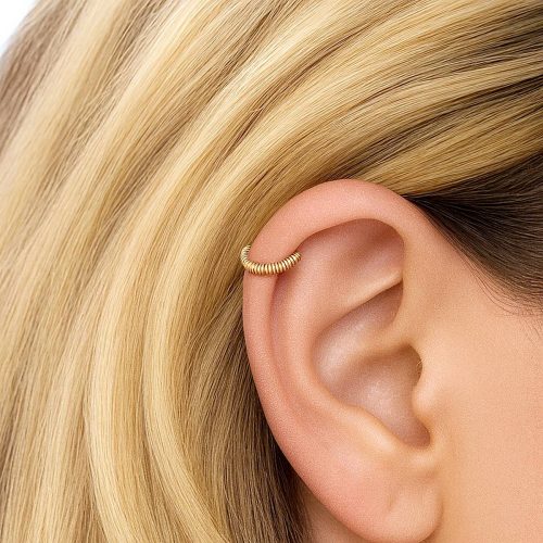 Wrapped helix hoop earring in 14k gold filled